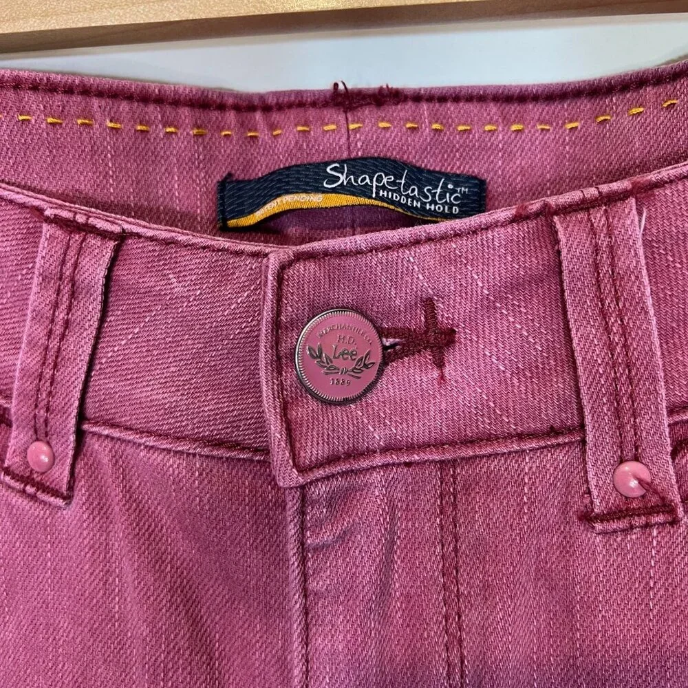 Lee Shapetastic Hidden Hold Magenta Skinny Leg Zipper Ankle Jeans Women's Size M
